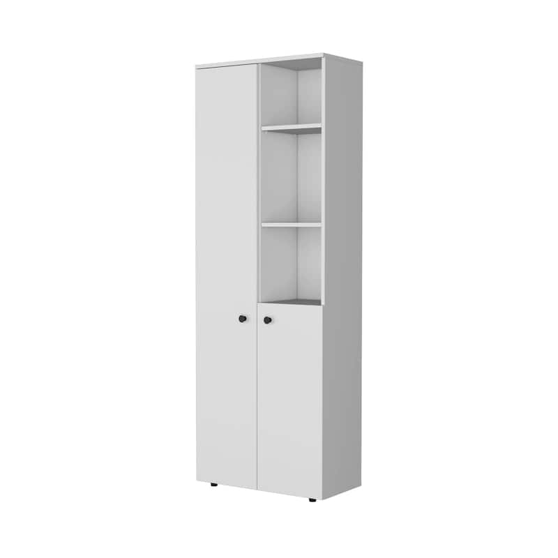 HomeRoots 67" White Wood Two Door Pantry Or Storage Closet - 23.62 in. x 66.93 in. x 11.81 in.