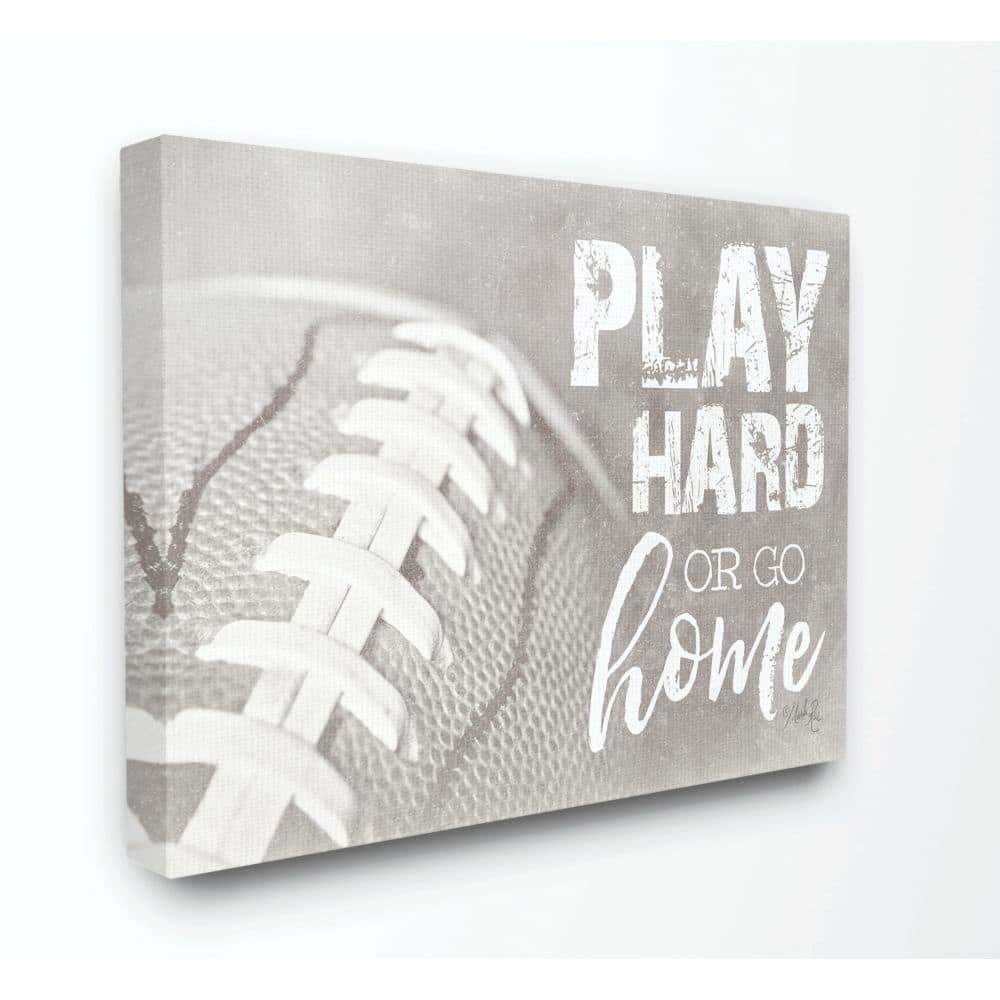 Stupell Play Hard Or Go Home Black and White Football, 16 x 20, Proudly Made in USA - Multi-Color