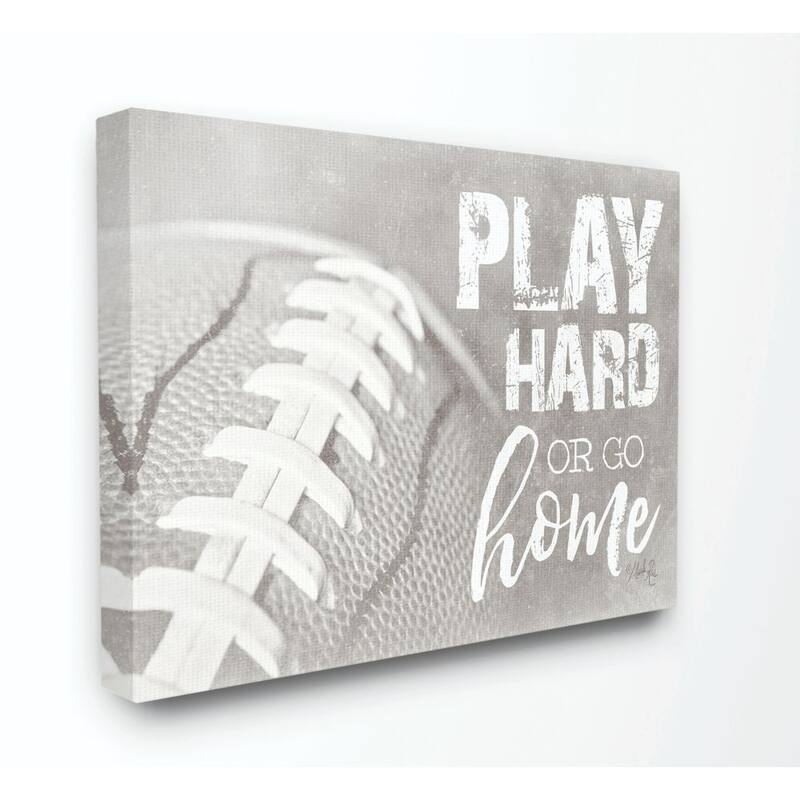 Stupell Play Hard Or Go Home Black and White Football, 16 x 20, Proudly Made in USA - Multi-Color - 24 x 30