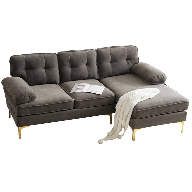 83" Modern Sectional Sofas Couches Velvet L Shaped Couches