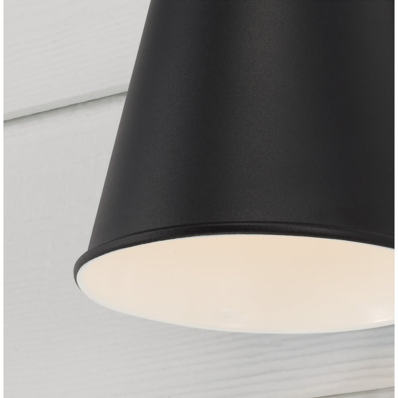 1-Light Outdoor Night Sky Friendly Cone Wall Lantern in Black with Painted White Interior