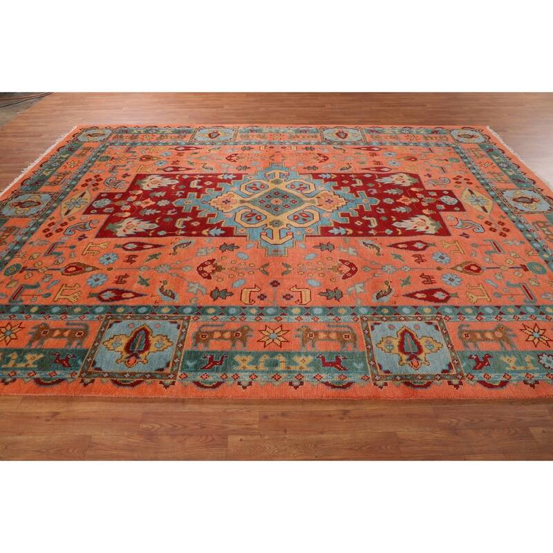 Tribal Geometric Kazak Oriental Area Rug Handmade Wool Carpet - 8'8" X 11'8"