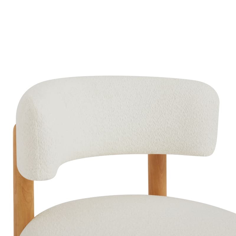 Modern Farmhouse Bouclé Armless Chair with Straw-Inspired Wood Base by Harper&Bright Designs
