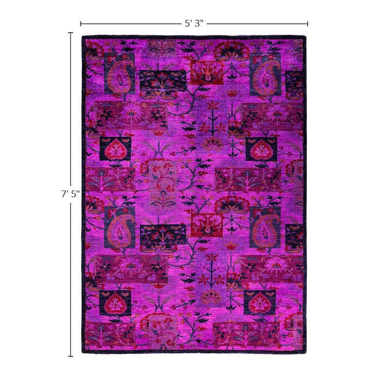Vibrance One-of-a-Kind Hand-Knotted Area Rug - Pink, 5' 3" x 7' 5" - 5' 3" x 7' 5"