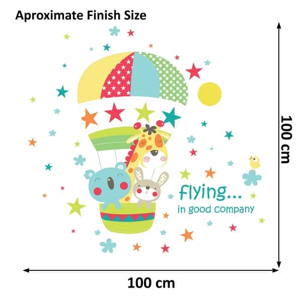 Walplus Animals Travelling in Hot Air Balloon Wall Sticker Art Decal