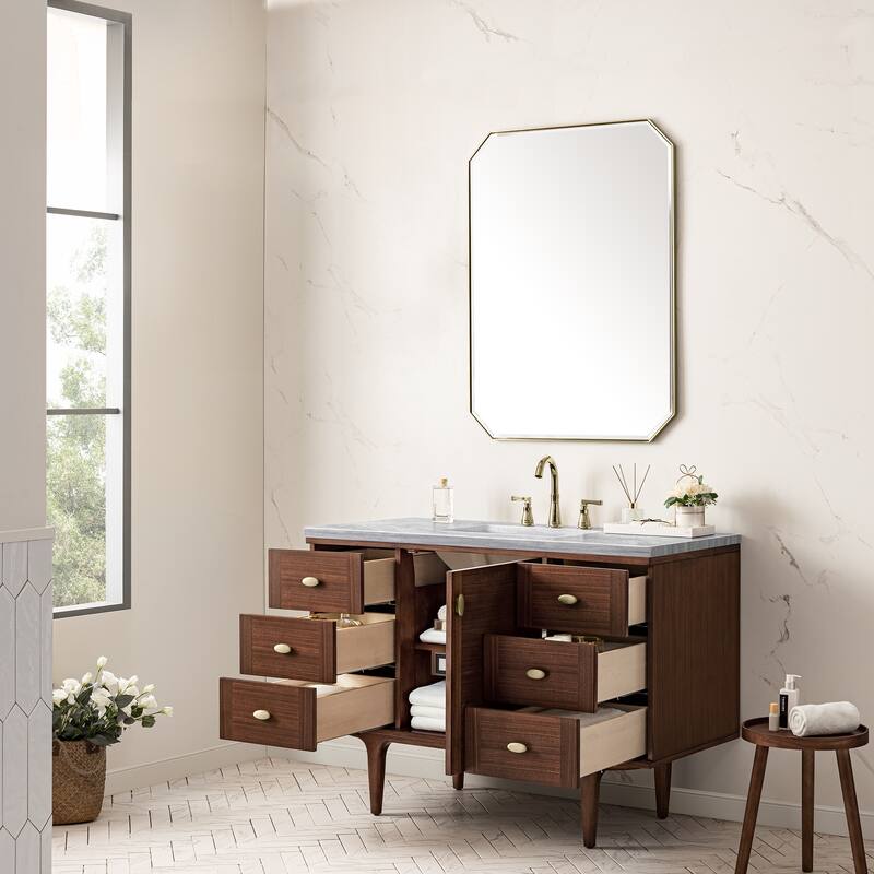 James Martin Vanities Amberly 48" Single Vanity, Mid-Century Walnut