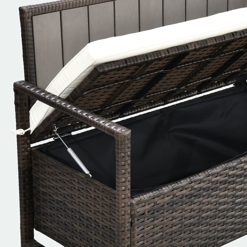 Moasis 70 Gallon Outdoor Storage Bench All-Weather PE Rattan Deck Box