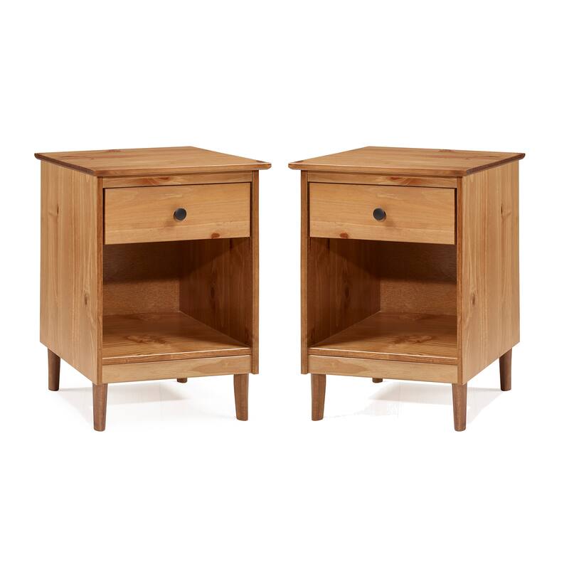 Walker Edison Bullrushes 1-Drawer Solid Wood Nightstand (Set of 2)