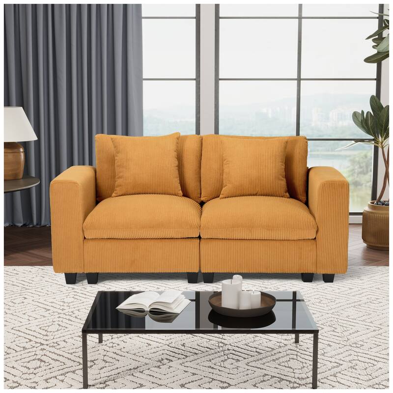 Hamilton Corduroy Upholstered Modular Loveseat with USB Port
