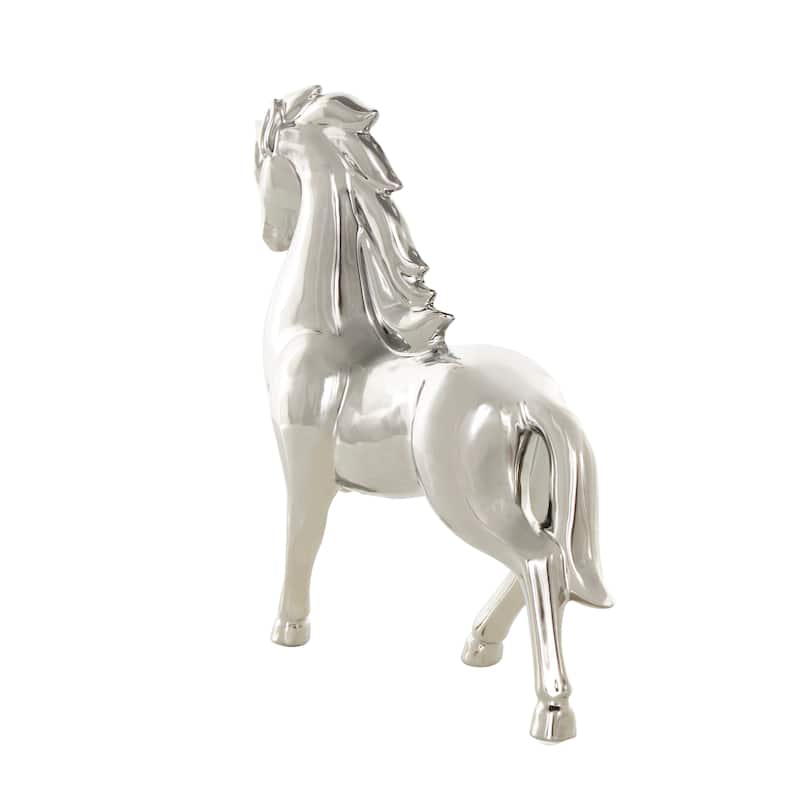 Gold or Silver Ceramic Prancing Horse Sculpture