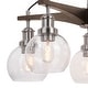 preview thumbnail 11 of 9, Avondale 25.5-in Satin Nickel and Wood Farmhouse 5 Light Chandelier Dining Room Hanging Fixture