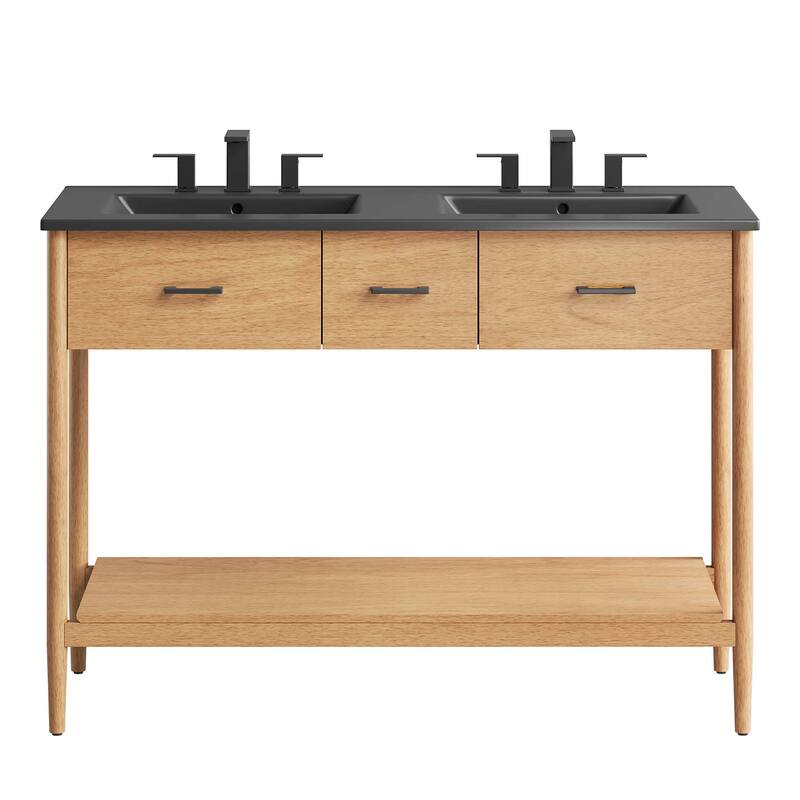 Zaire 18"/24"/30"/36"/48" Bathroom Vanity with Black Sink Top