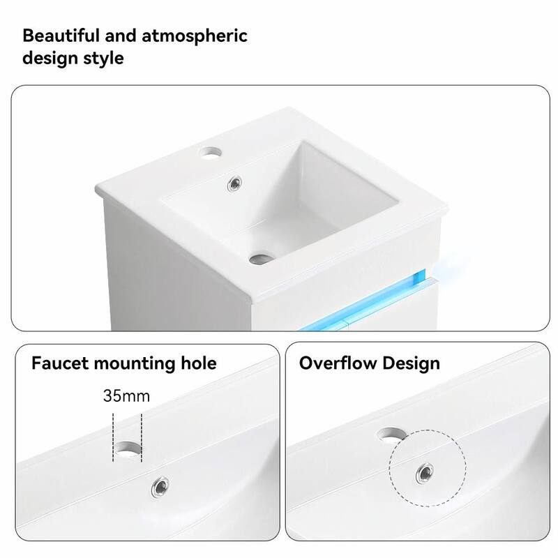 Sleek 16" Wall-Mounted Bathroom Vanity with Sink and Ample Storage