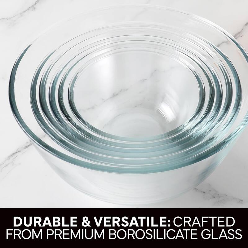 COOK WITH COLOR 12 Pc Glass Nesting Mixing Bowl Set with Lids for Cooking and Prep