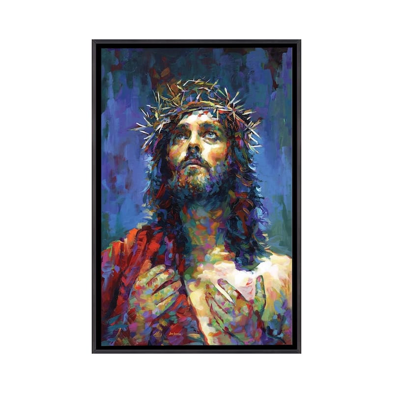 iCanvas "Jesus Christ" by Leon Devenice Framed - Ebony - 40x26