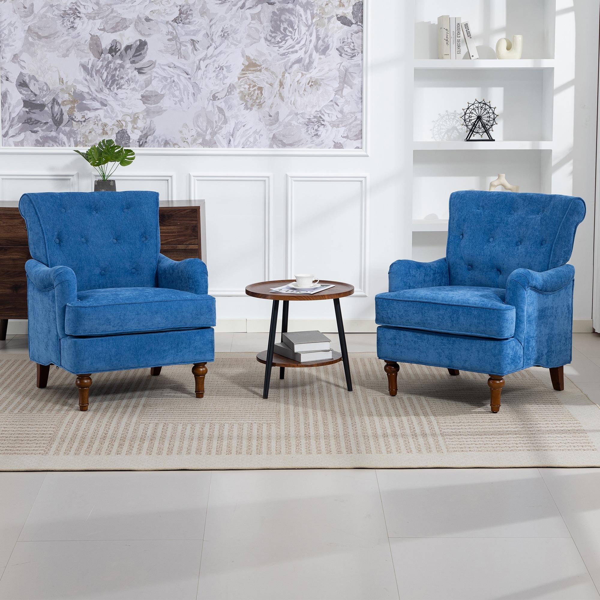 Club Chair Side Chair Upholstered Chair with Armrests, Light Blue Padded Chair Reception Chair Dining Chair