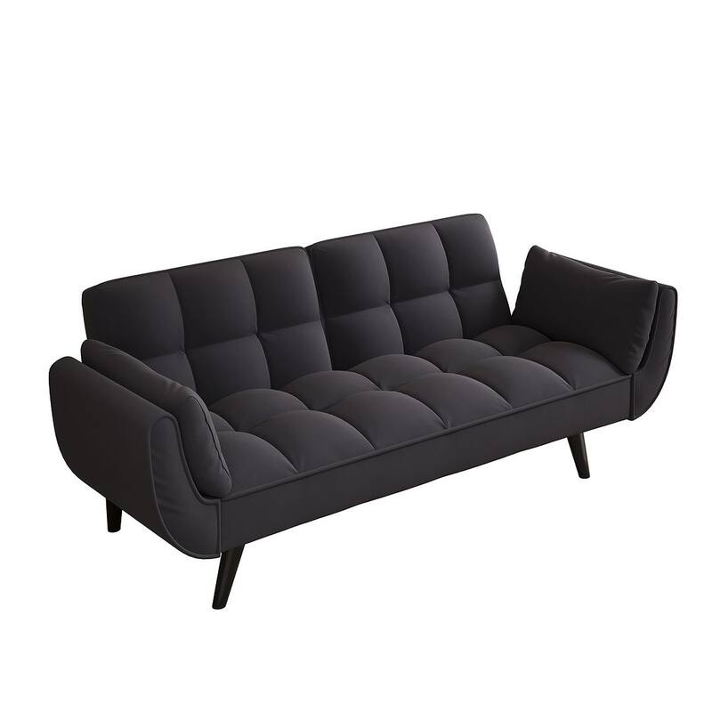 57" Futon Sofa Bed, Convertible Folding Futon Couch Recliner Lounge For Living Room