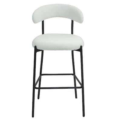26'' Counter height bar stools Teddy fabric cover kitchen island counter bar stool with black powder coating base and footrest