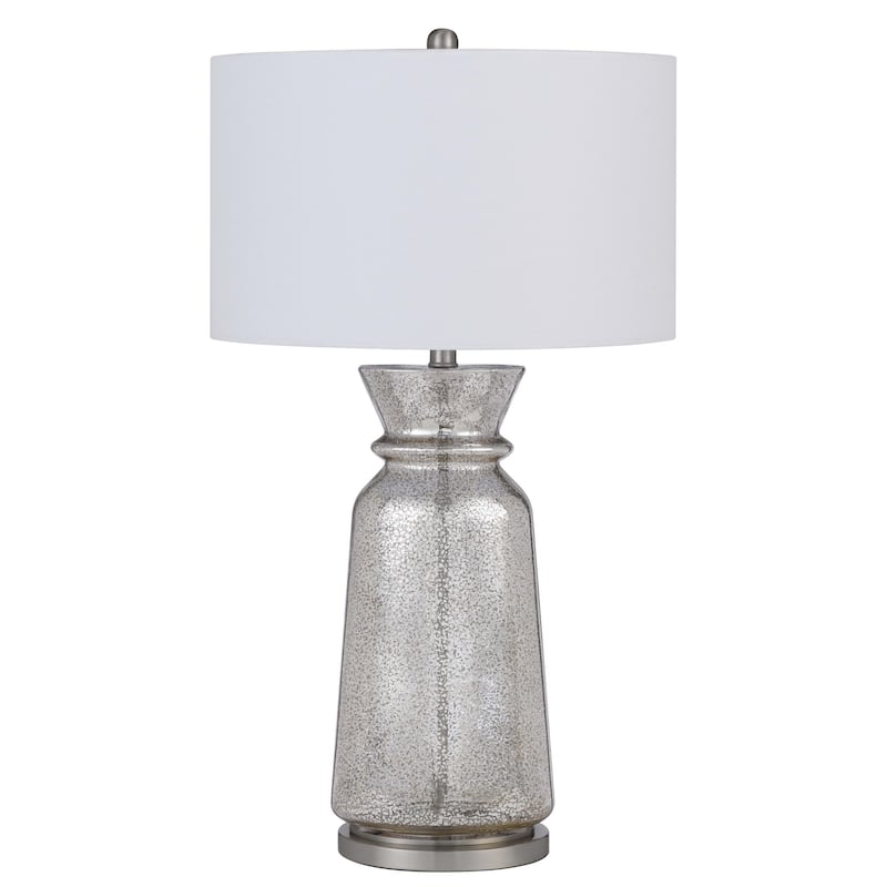 34 Inch Table Lamp Set of 2, White Shade, Glass Vase Shape and Metal Base