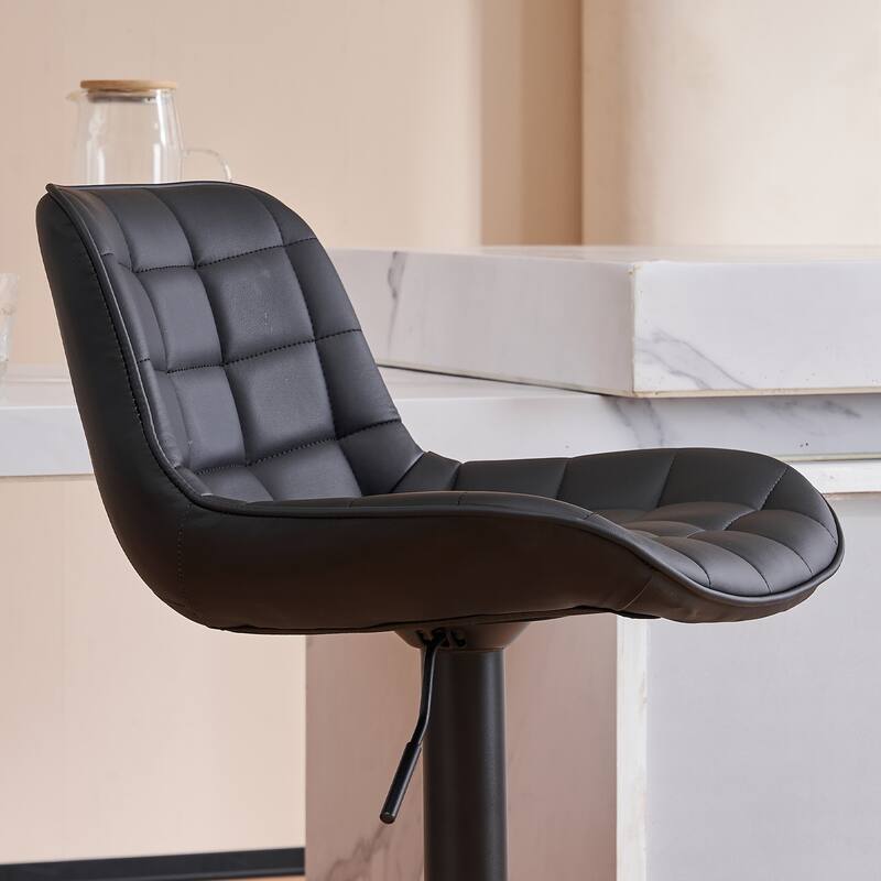 Adjustable Height Bar Stools Set of 2, Faux Leather Barstools for Kitchen Island Counter