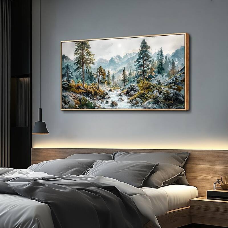Forest Tree Paintings Rivulet View landscape Wall Pictures Artwork