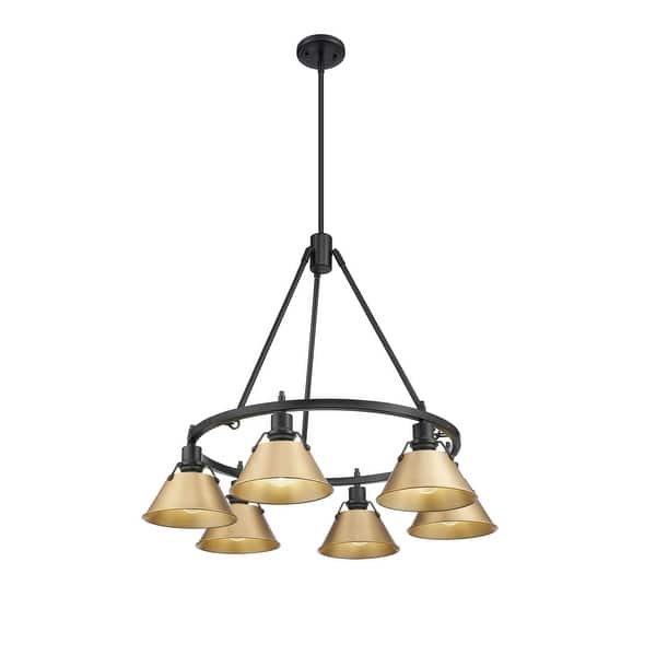 slide 1 of 1, Orwell 6-Light Chandelier in Matte Black with Brushed Champagne Bronze