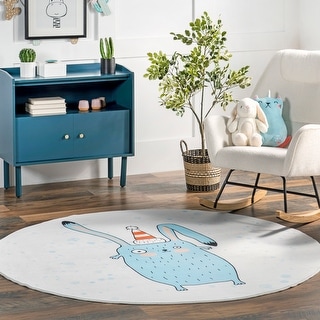 Nuloom Eowyn SpinClean Modern Rabbit Machine Washable Kids Area Rug