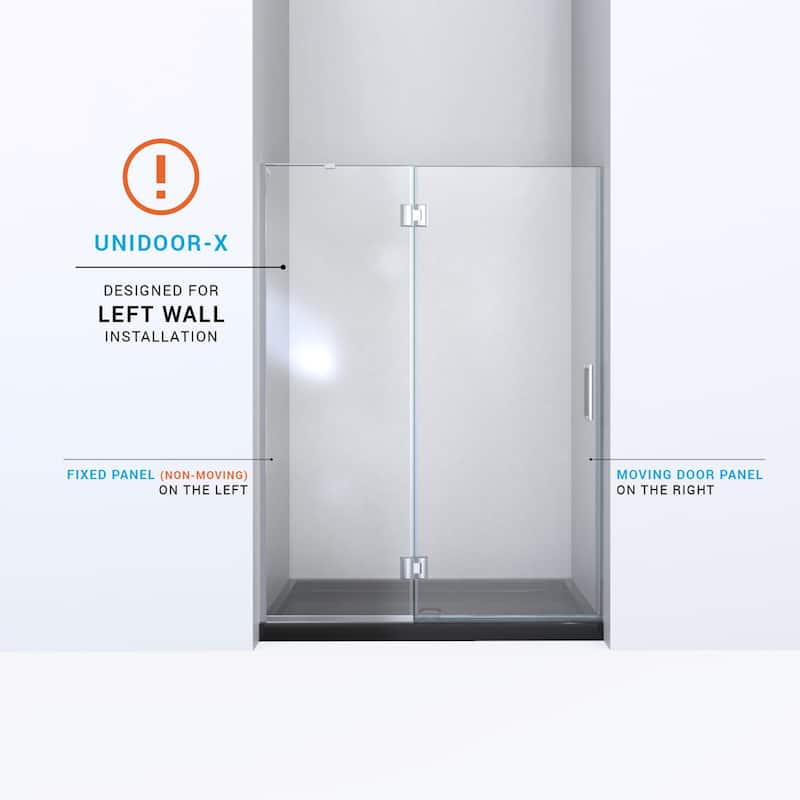 DreamLine Unidoor-X 53 in. W x 72 in. H Frameless Hinged Shower Door