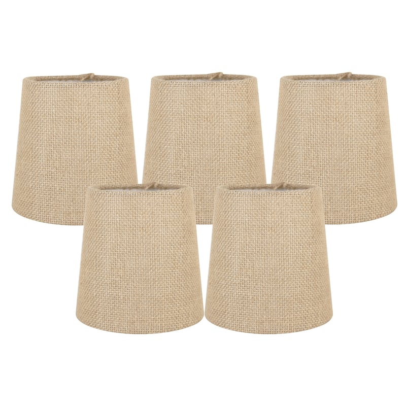 Meriville Burlap Clip On Chandelier Lamp Shades, 4-inch by 5-inch by 5-inch - Set of 5 - Natural