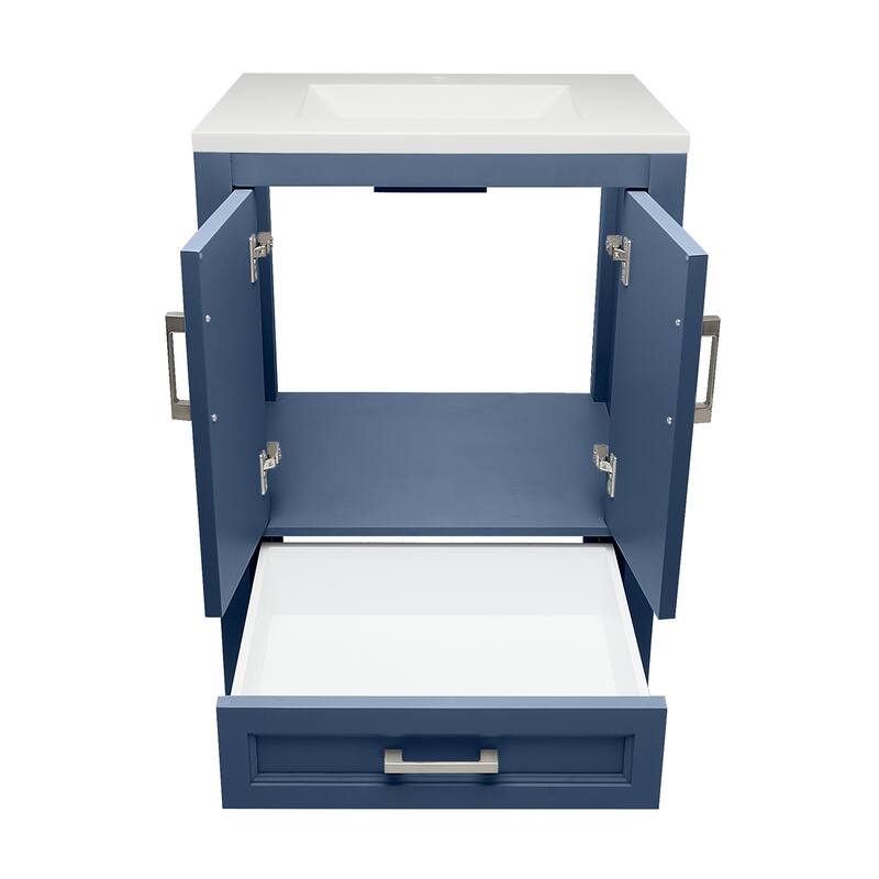 Nevado 25 in. W x 19 in. D x 36 in. H Bath Vanity in with White Cultured Marble Top Single Hole