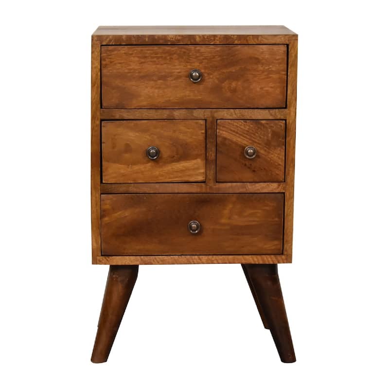 Artisan Furniture Solid Wood 4 Drawer Multi Chestnut Nightstand