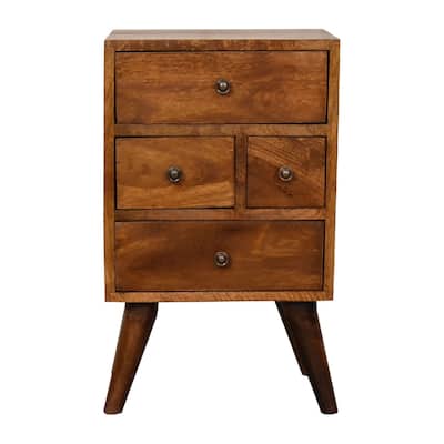 Artisan Furniture Solid Wood 4 Drawer Multi Chestnut Nightstand