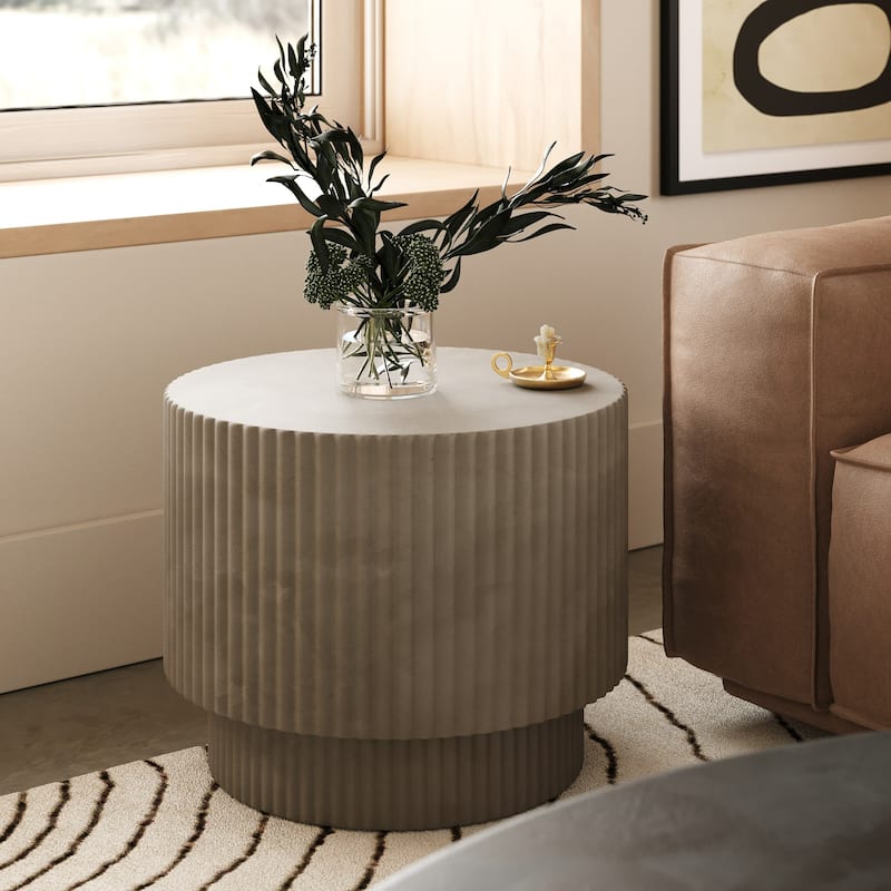 Modrest Gruver Modern Grey Concrete End Table