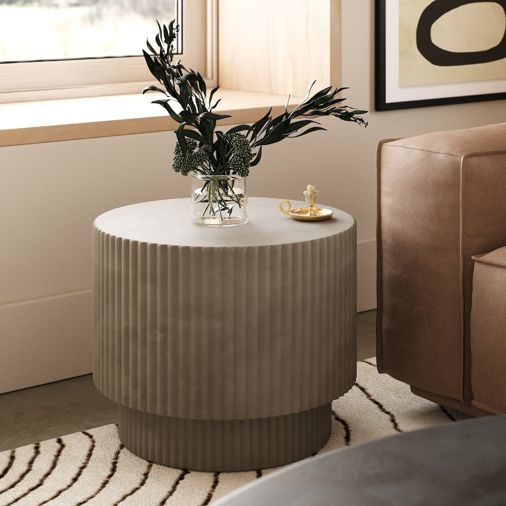 Modrest Gruver Modern Grey Concrete End Table