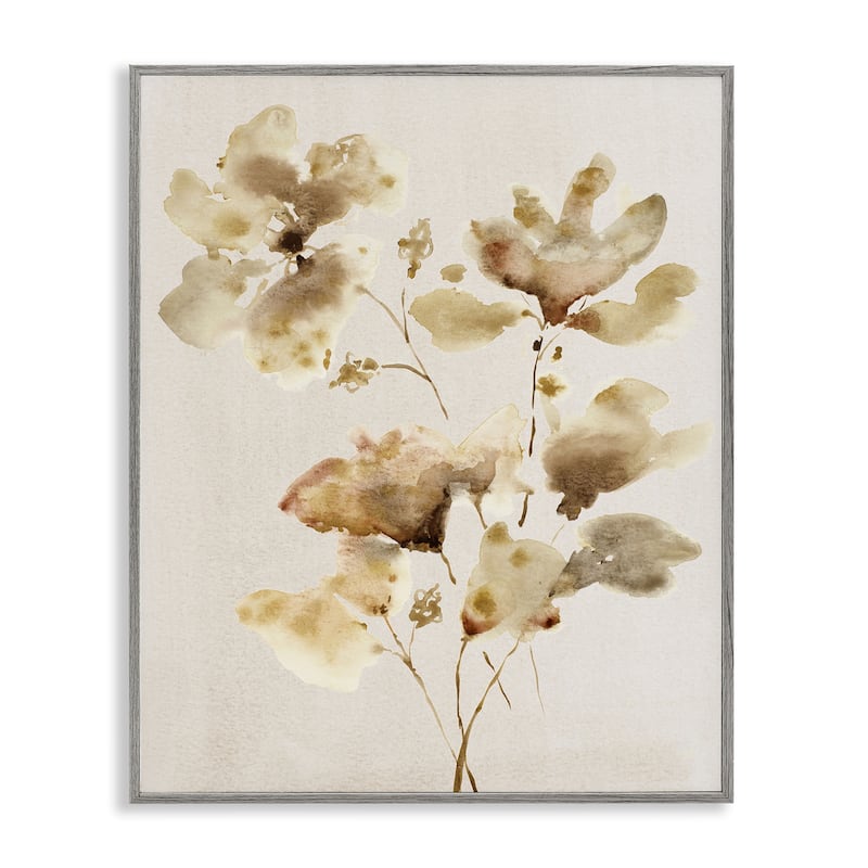 Stupell Neutral Dappled Flower Blossoms Framed Giclee Art Design By Krinlox - 11 x 14 - Grey