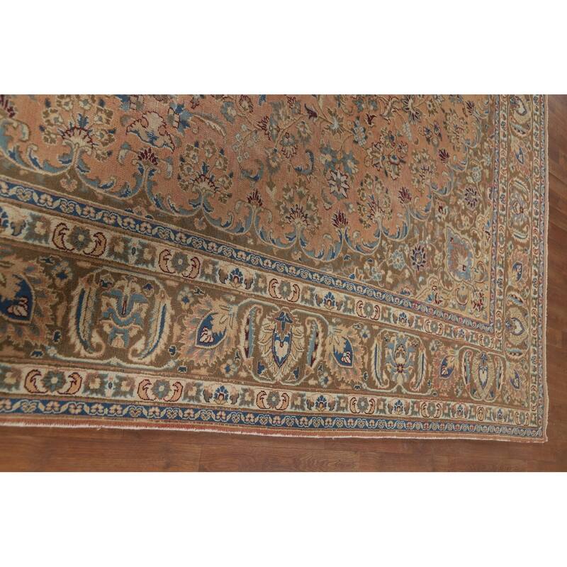 Floral Mashad Vintage Persian Rug Handmade Traditional Wool Carpet - 9'7" x 12'8"