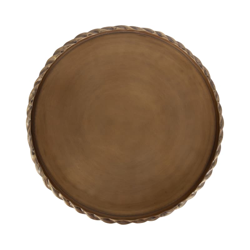 Kate and Laurel Trenza Round Footed Metal Tray - 14" Diameter