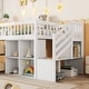 preview thumbnail 18 of 21, Twin Size Loft Bed with LED and Bookshelf, Wood Low Loft Bed with Stairs, Kids Twin Loft Bed with Storage Drawers and Shelves
