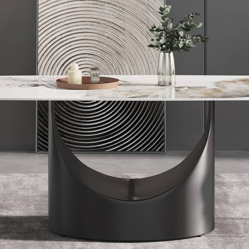 71'' Modern Artificial Marble Dining Table with Carbon Steel Base