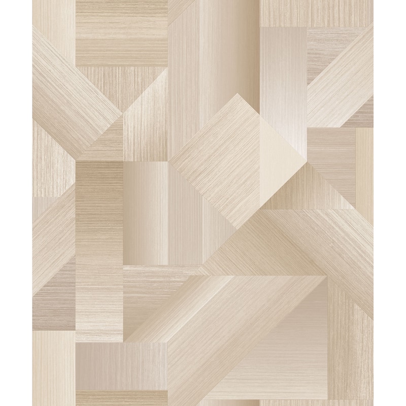 Galerie Wallcoverings TexStyle Collection Geometric Shape Shifter Non-woven Metallic Wallpaper Roll - 33 feet x 21 inches - Beige