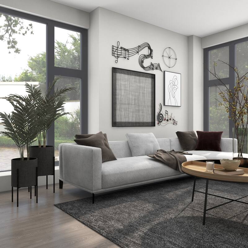 Light Grey or Dark Grey Iron Cylinder Modern Planter Set (Set of 2) - S/2 19", 23"H