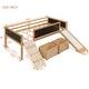 preview thumbnail 5 of 7, Twin Size Low Loft Bed with Climbing Ladder, Slide, 2 Storage Box, 3-sides Blackboard, Guardrails - Natural Wood Loft Bed Frame