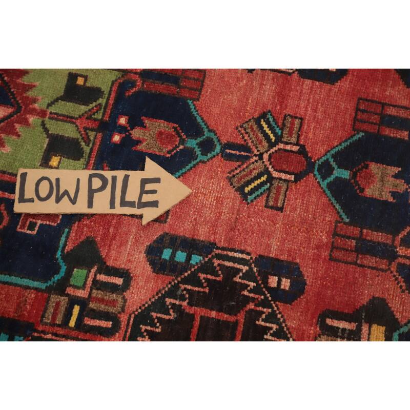Hand Knotted Oriental 100% Wool Carpet Traditional Tribal Oranges & Rust Heriz Runner Rug - 9' 9'' X 3' 3''