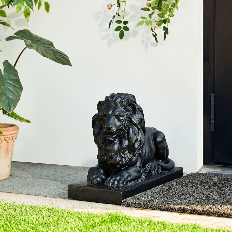 Glitzhome MGO Vintage Sitting & Lying Lion Guardian Garden Statue Porch Sculpture Indoor Outdoor