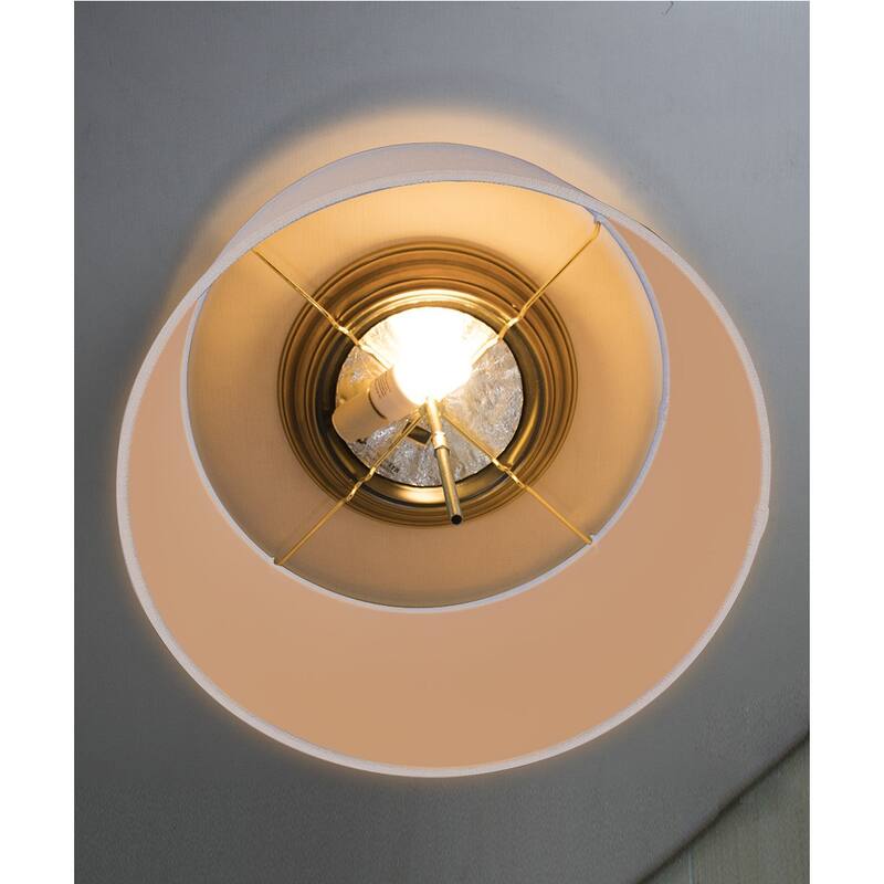 Moderne Flush Mount Conversion Kit 14"w Light Oatmeal Hardback Drum Lampshade - N/A
