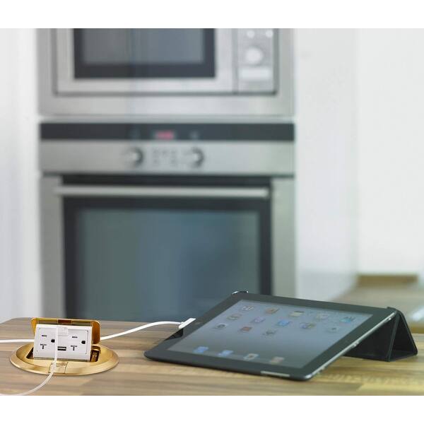 Shop Pop Up Electrical Outlet Box With 2ac Round Receptacles 2