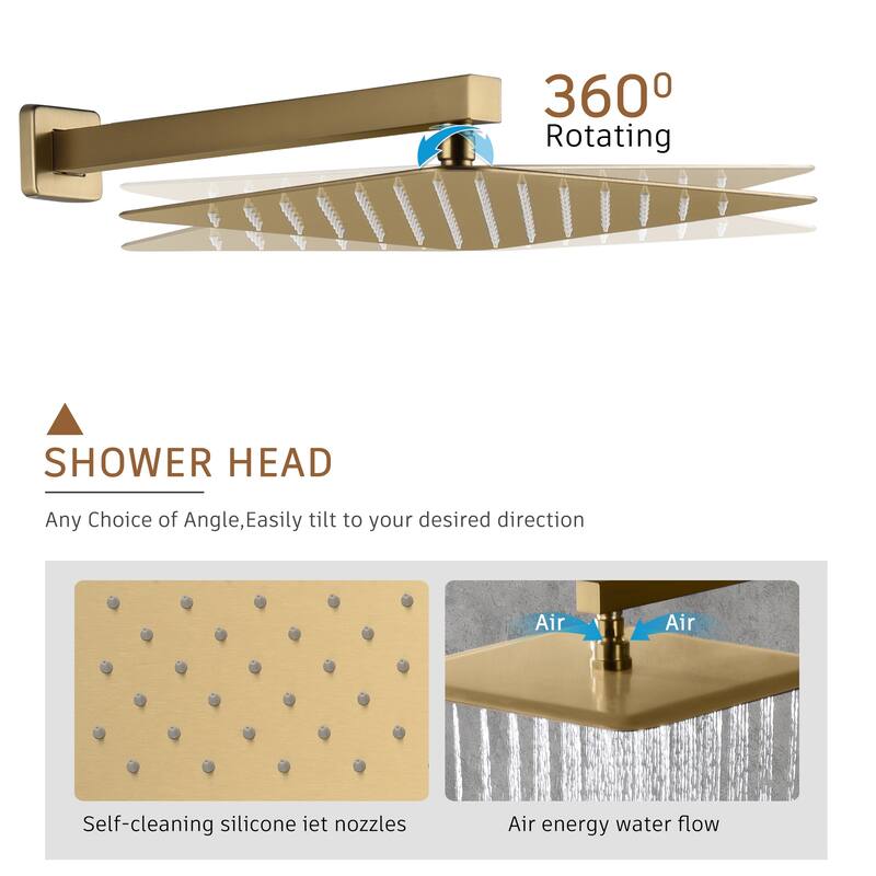 3 Functions Wall Mount Thermostatic Shower Faucet
