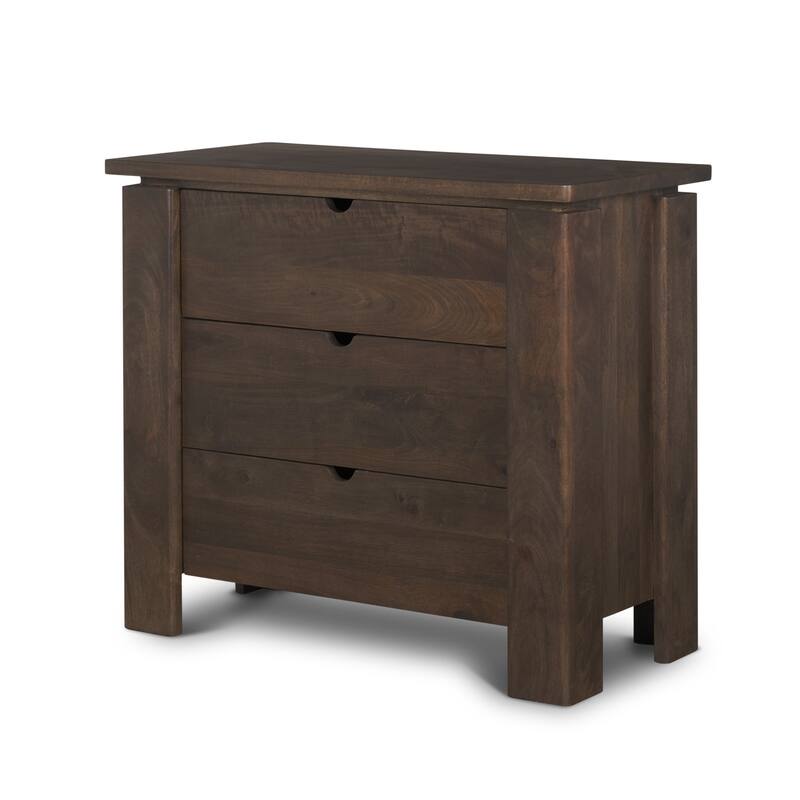 HomeRoots 36" Dark Brown Solid Wood Accent Cabinet With Three Drawers