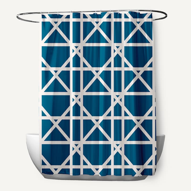 Trellis Geometric Print Shower Curtain (71 x 74) - Blue