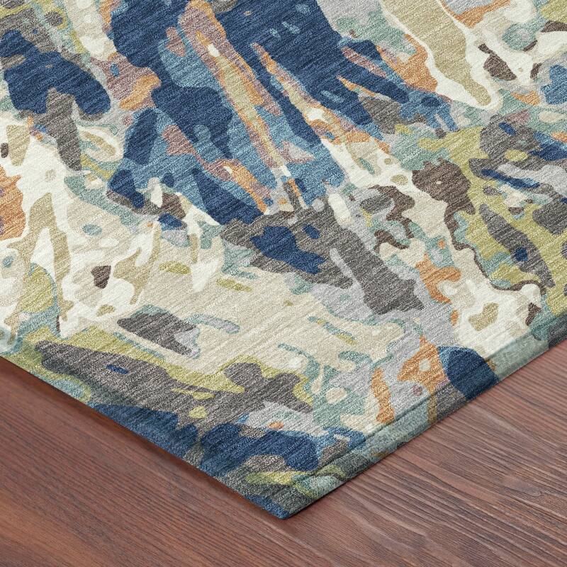 Machine Washable Indoor/ Outdoor Brushstrokes Chantille Rug
